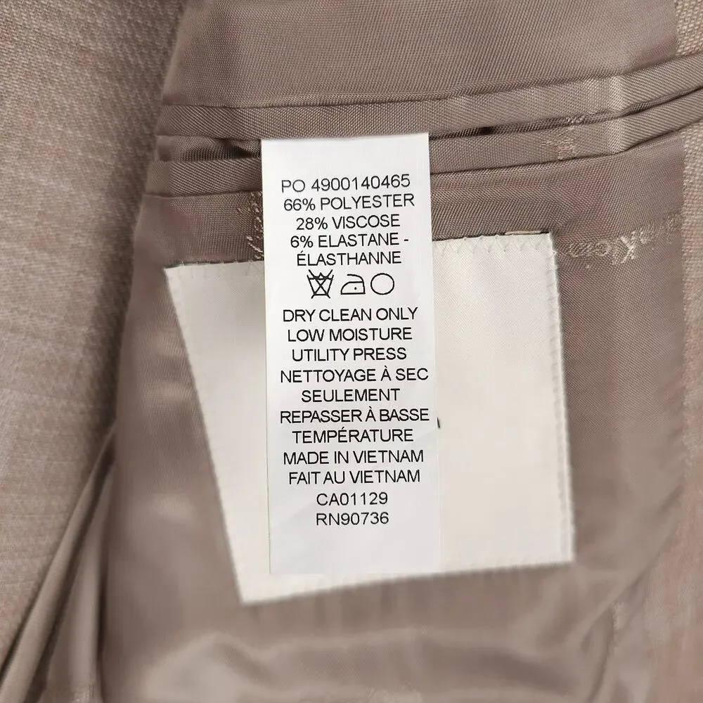 Calvin Klein Mens Slim Fit Sport Coat Blazer 34S Tan Solid Stretch NWT